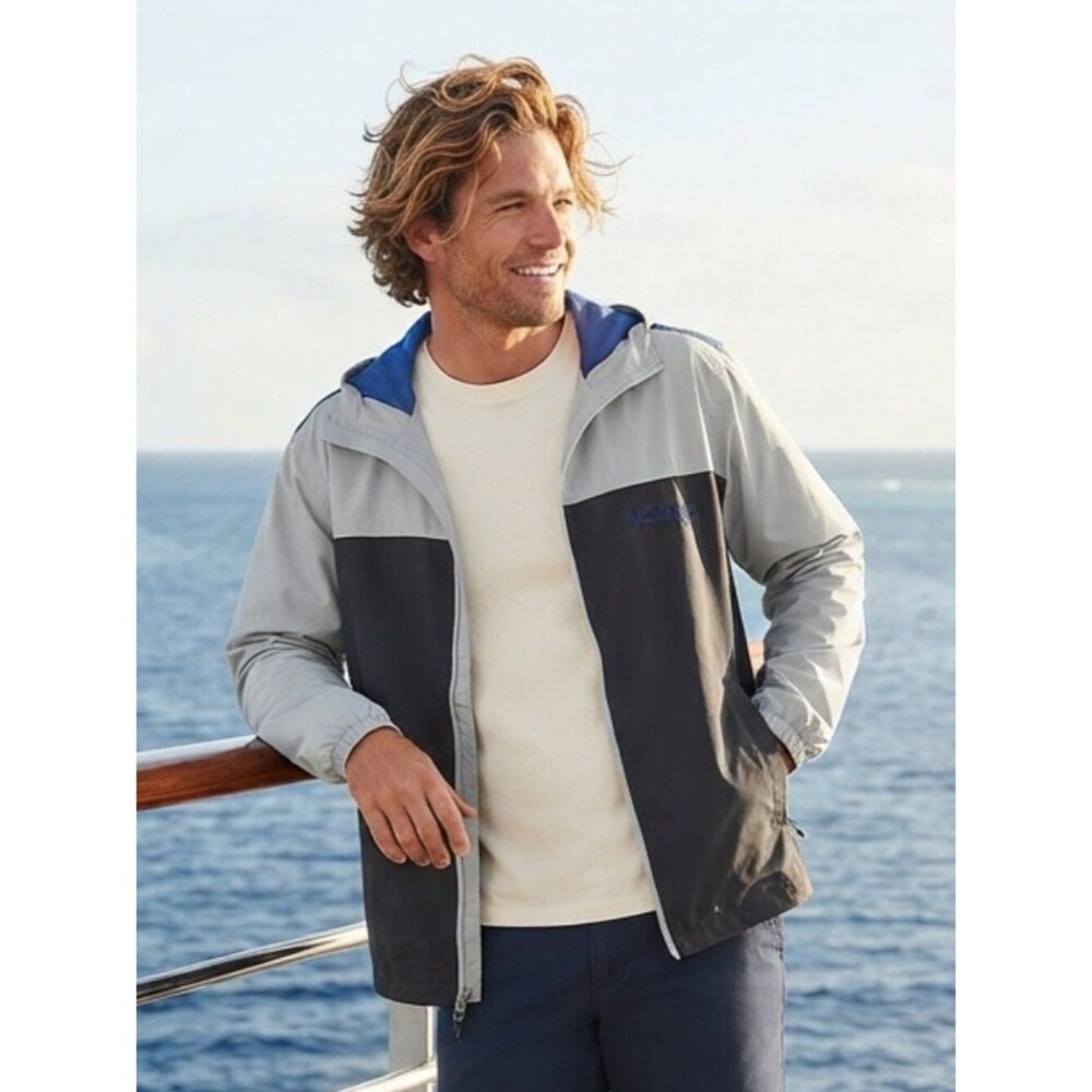 Carnival Cruise Lines Men's Black and Gray Hooded Jacket Size Medium
